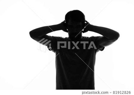 silhouette of a man gestures with his hands black and white photo silhouette of a man gestures with his hands black and white photo 81912826