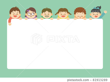 Illustration (frame) of a child (without main line) who appears happily 81913289