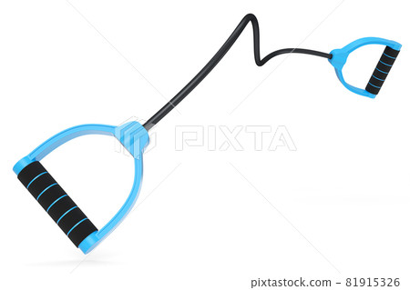 Hand expander or resistance band with rubber handle isolated on white. 81915326
