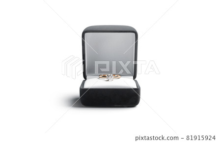Blank black box with gold diamond ring mockup, front view 81915924