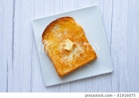 Yamataka bread with plenty of butter for breakfast with toast coffee from directly above Yamataka bread with plenty of butter for breakfast with toast coffee from directly above 81916075