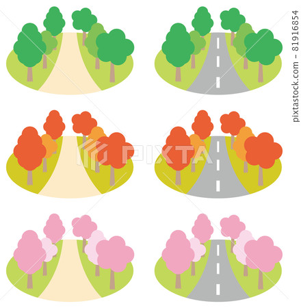 Various tree-lined roads - Stock Illustration [81916854] - PIXTA
