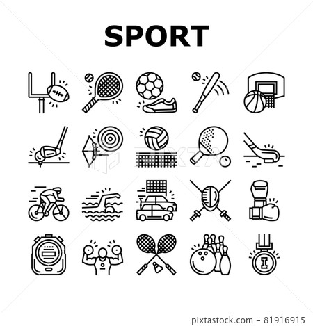 Sport Active Competitive Game Icons Set Vector 81916915