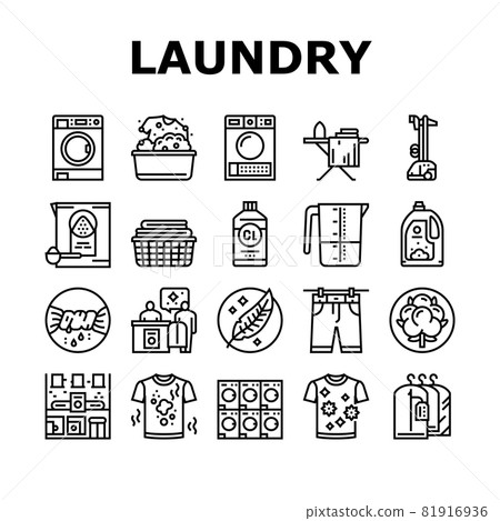 Laundry Service Washing Clothes Icons Set Vector Laundry Service Washing Clothes Icons Set Vector 81916936