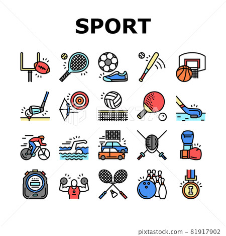 Sport Active Competitive Game Icons Set Vector 81917902