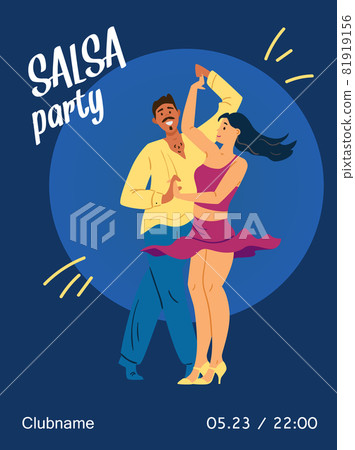 Salsa dancing party poster or invitation card template flat vector illustration. Salsa dancing party poster or invitation card template flat vector illustration. 81919156