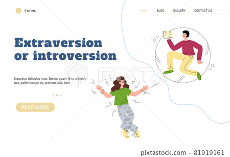 Extraversion or introversion MBTI types website flat vector illustration. 81919161