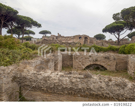 old ancient ostia archeological ruins 81919822