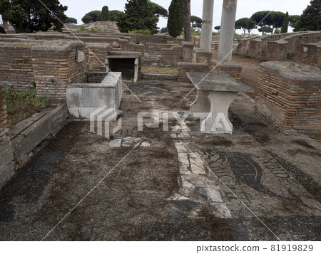 old ancient ostia archeological ruins 81919829