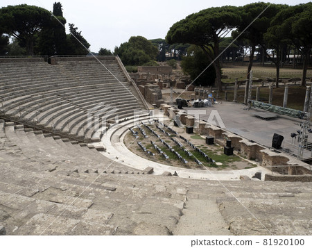 theater old ancient ostia archeological ruins 81920100