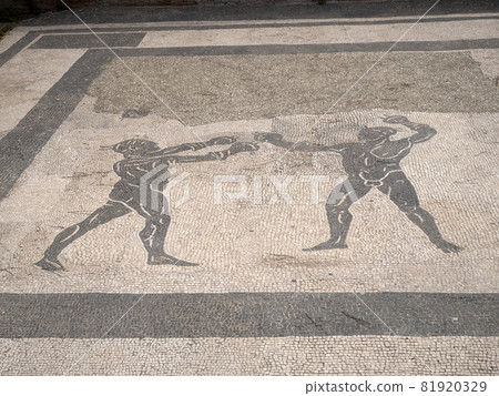 floor mosaic old ancient ostia archeological ruins 81920329