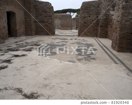 old ancient ostia archeological ruins bath complex mosaic old ancient ostia archeological ruins bath complex mosaic 81920348