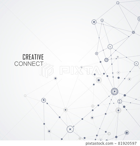 Abstract design with compound lines and dots. Vector science background 81920597