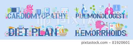 Pulmonologist, cardiologist, nutritionist medical templates set vector. Pulmonologist, cardiologist, nutritionist medical templates set vector. 81920601