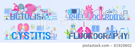Pulmonologist, cardiologist, nutritionist medical templates set vector. 81920602