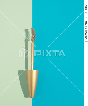 Mascara for eyelashes. Creative advertising photography. Aesthetics and minimalism. Layout top view. 81921060
