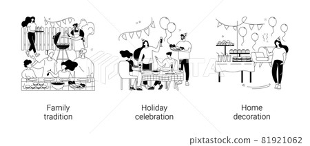 Home party abstract concept vector illustrations. Home party abstract concept vector illustrations. 81921062