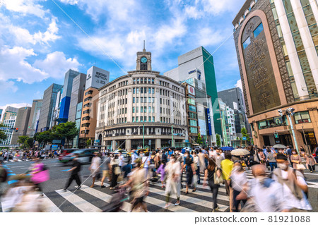 第4次宣言下的日本東京城市景觀，看著銀座等（第9次，延長決定至第30次宣言）= 9月11日 81921088