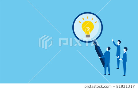 Concept illustrations to discover ideas, hands and men with magnifying glass, vector 81921317