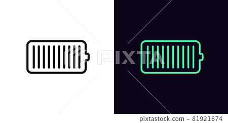 Outline battery icon, with editable stroke. Linear electric charge sign, accumulator pictogram Outline battery icon, with editable stroke. Linear electric charge sign, accumulator pictogram 81921874