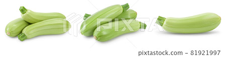 zucchini or marrow isolated on white background with clipping path and full depth of field, Set or collection 81921997