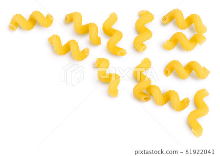 raw pasta cavatappi isolated on white background with clipping path and full depth of field. Top view with copy space for your text. Flat lay. raw pasta cavatappi isolated on white background with clipping path and full depth of field. Top view with copy space for your text. Flat lay. 81922041