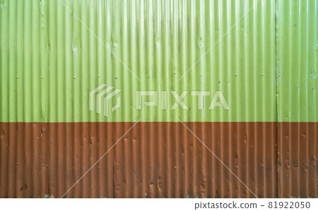 Metal steel strips. Rusty corrugated iron metal, Zinc steel wall, pattern texture background. Close-up of exterior architecture material for design decoration background. 81922050