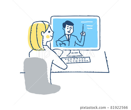 參加在線課程的女性 參加在線課程的女性 81922566