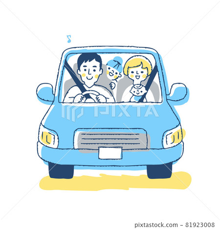 A family of four enjoying a drive 81923008