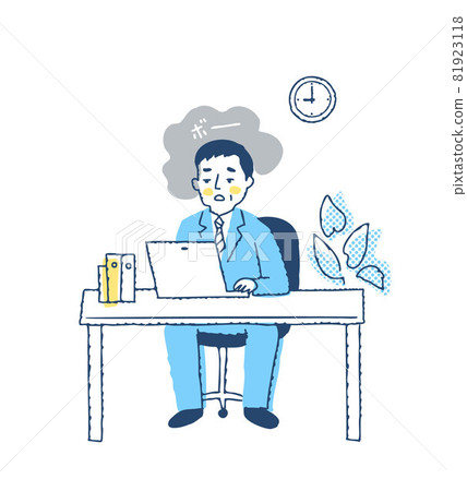 一個在案頭工作時心不在焉的商人 81923118