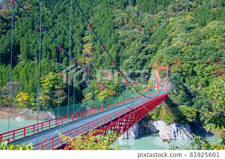Lake Kanna Lake, Kinbira Bridge, Autumn scenery, Autumn leaves season 81925601