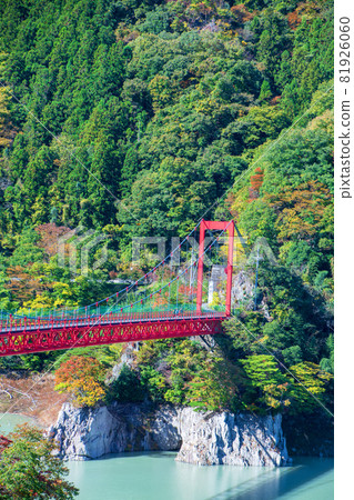 Lake Kanna Lake, Kinbira Bridge, Autumn scenery, Autumn leaves season 81926060