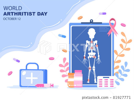 World arthritis day Background Which is Celebrated on October 12. Medical Treat Rheumatism, Osteoarthritis, X Ray Scan and Bone Health for Poster Vector Illustration World arthritis day Background Which is Celebrated on October 12. Medical Treat Rheumatism, Osteoarthritis, X Ray Scan and Bone Health for Poster Vector Illustration 81927771