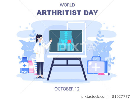World arthritis day Background Which is Celebrated on October 12. Medical Treat Rheumatism, Osteoarthritis, X Ray Scan and Bone Health for Poster Vector Illustration 81927777