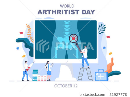 World arthritis day Background Which is Celebrated on October 12. Medical Treat Rheumatism, Osteoarthritis, X Ray Scan and Bone Health for Poster Vector Illustration 81927778