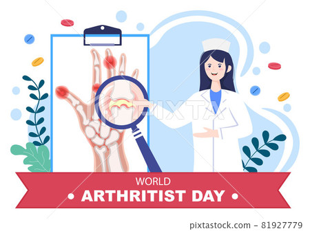 World arthritis day Background Which is Celebrated on October 12. Medical Treat Rheumatism, Osteoarthritis, X Ray Scan and Bone Health for Poster Vector Illustration 81927779