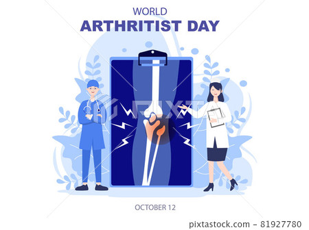 World arthritis day Background Which is Celebrated on October 12. Medical Treat Rheumatism, Osteoarthritis, X Ray Scan and Bone Health for Poster Vector Illustration 81927780