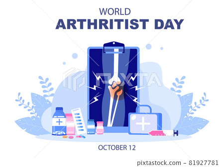 World arthritis day Background Which is Celebrated on October 12. Medical Treat Rheumatism, Osteoarthritis, X Ray Scan and Bone Health for Poster Vector Illustration 81927781