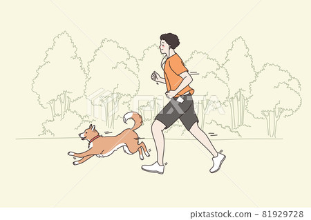 Spending time and sport with pets concept 81929728