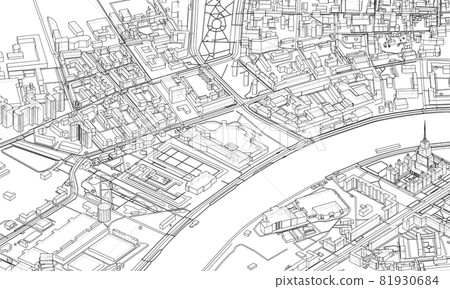 Urban modern landscape. Vector 81930684