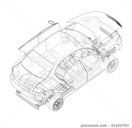 Assembling electric car. Vector Assembling electric car. Vector 81930703