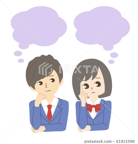 Illustration material of male and female students thinking 81931090