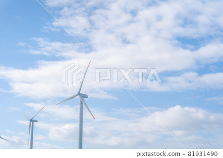 風力發電 藍天白雲 風力發電 藍天白雲 81931490