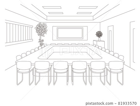 Office line drawing vector illustration Office line drawing vector illustration 81933570