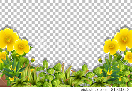 Yellow flower frame template on transparent background 81933820