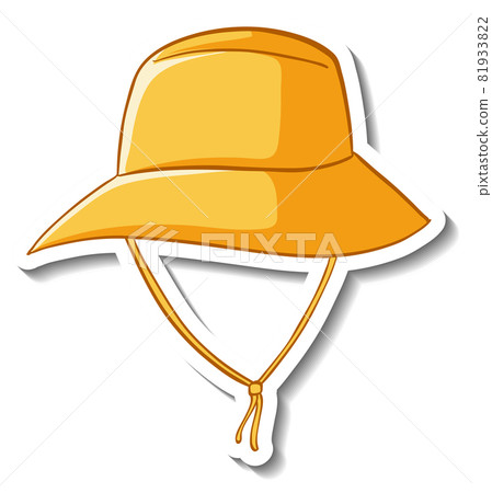 A sticker template with a yellow bucket hat isolated A sticker template with a yellow bucket hat isolated 81933822