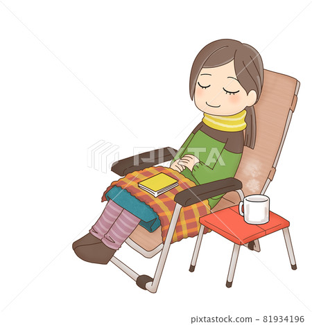 Woman relaxing in a camp chair Woman relaxing in a camp chair 81934196