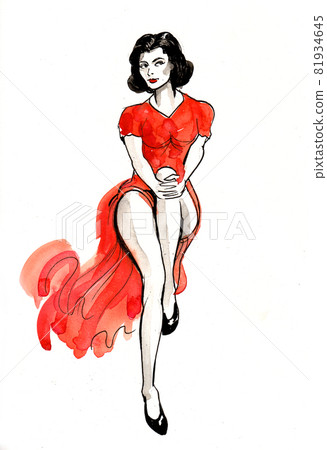 Girl in clearance red dress drawing