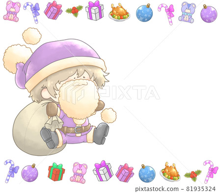 聖誕老人和聖誕節框架設置紫色版本 聖誕老人和聖誕節框架設置紫色版本 81935324