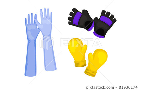 Pair of Gloves and Mittens as Garment Covering Hand Vector Set 81936174